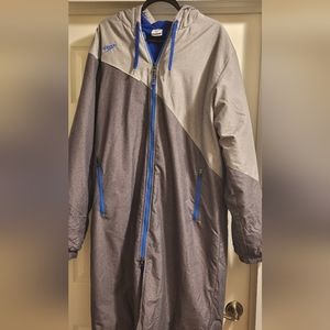 Blue and gray speedo parka